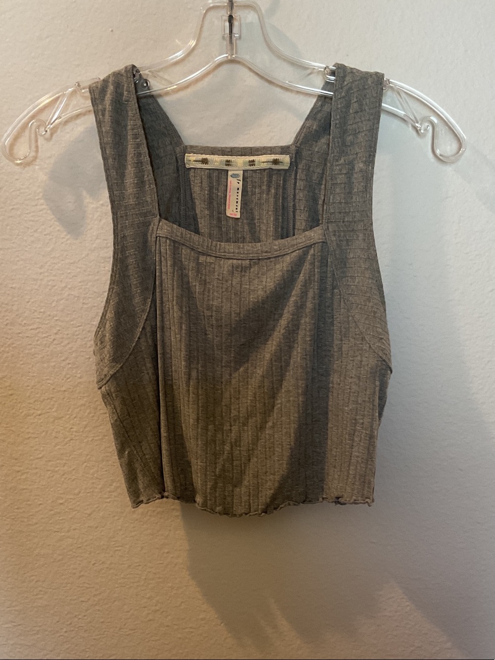 FP Movement by Free People Ribbed Square-Neck Tank Top - Gray